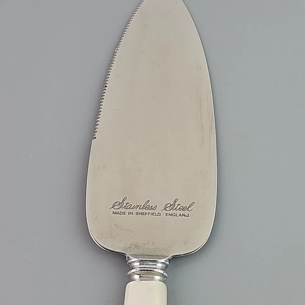 Vintage Wedding Cake Server Sheffield England Pearlized Handle Stainless Steel